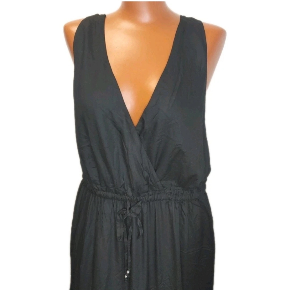 Swimsuits For All Cover-up Tenley Maxi Dress Woman 14/16W Black Side Slits Nwt - Picture 8 of 12